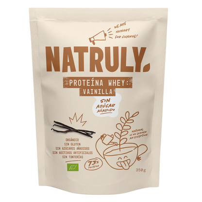 Envase de Natruly PROTEÍNA WHEY Vainilla 350 g BIO, proteína whey