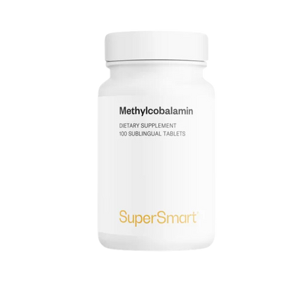Envase de Supersmart METHYLCOBALAMIN (Vitamina B12) 100 comprimidos sublinguales, suplemento alimenticio