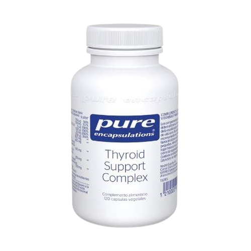 Envase de Pure Encapsulations THYROID SUPPORT COMPLEX 120 cápsulas, suplemento alimenticio