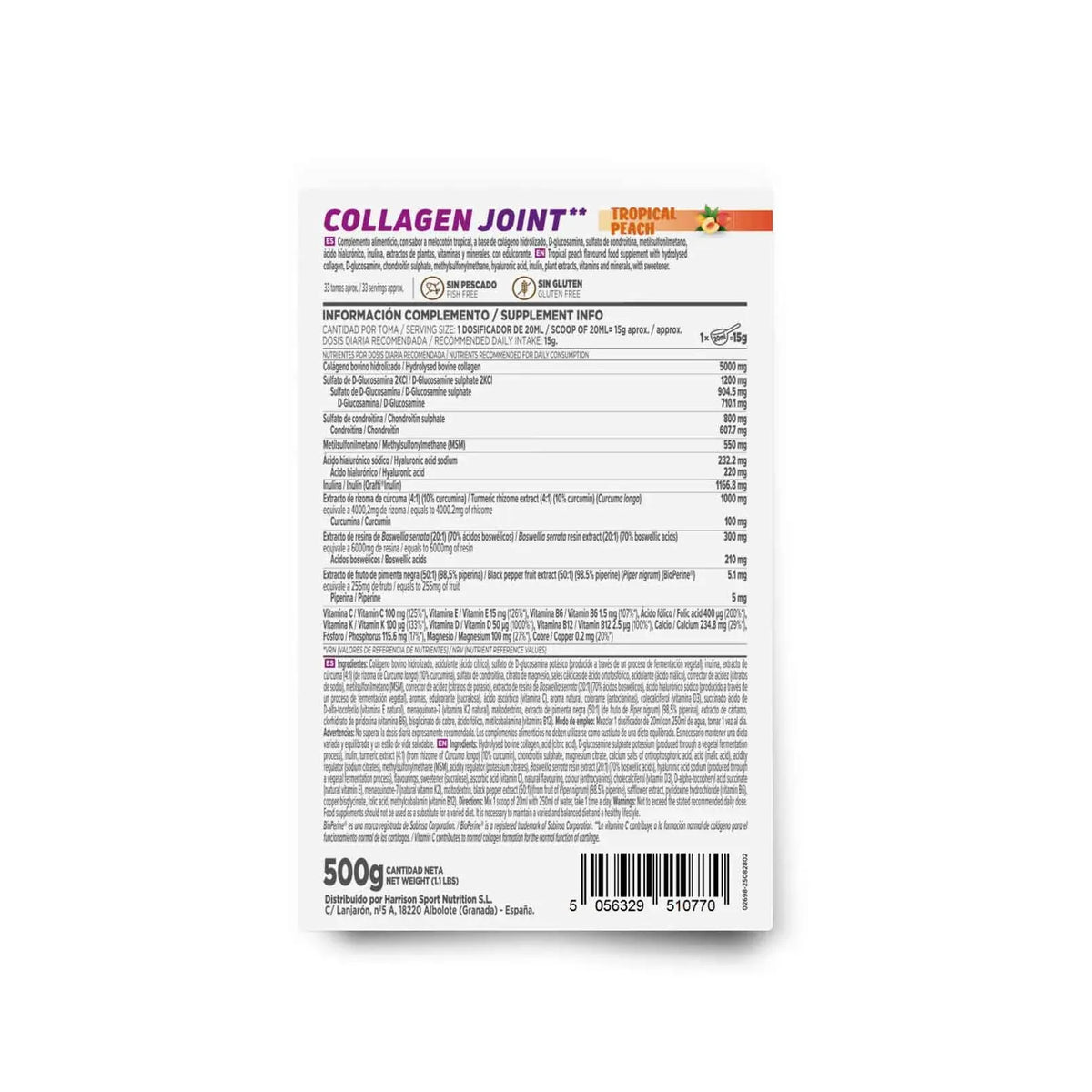 HSN Colágeno Salud Articular en polvo 500 g Melocotón Tropical