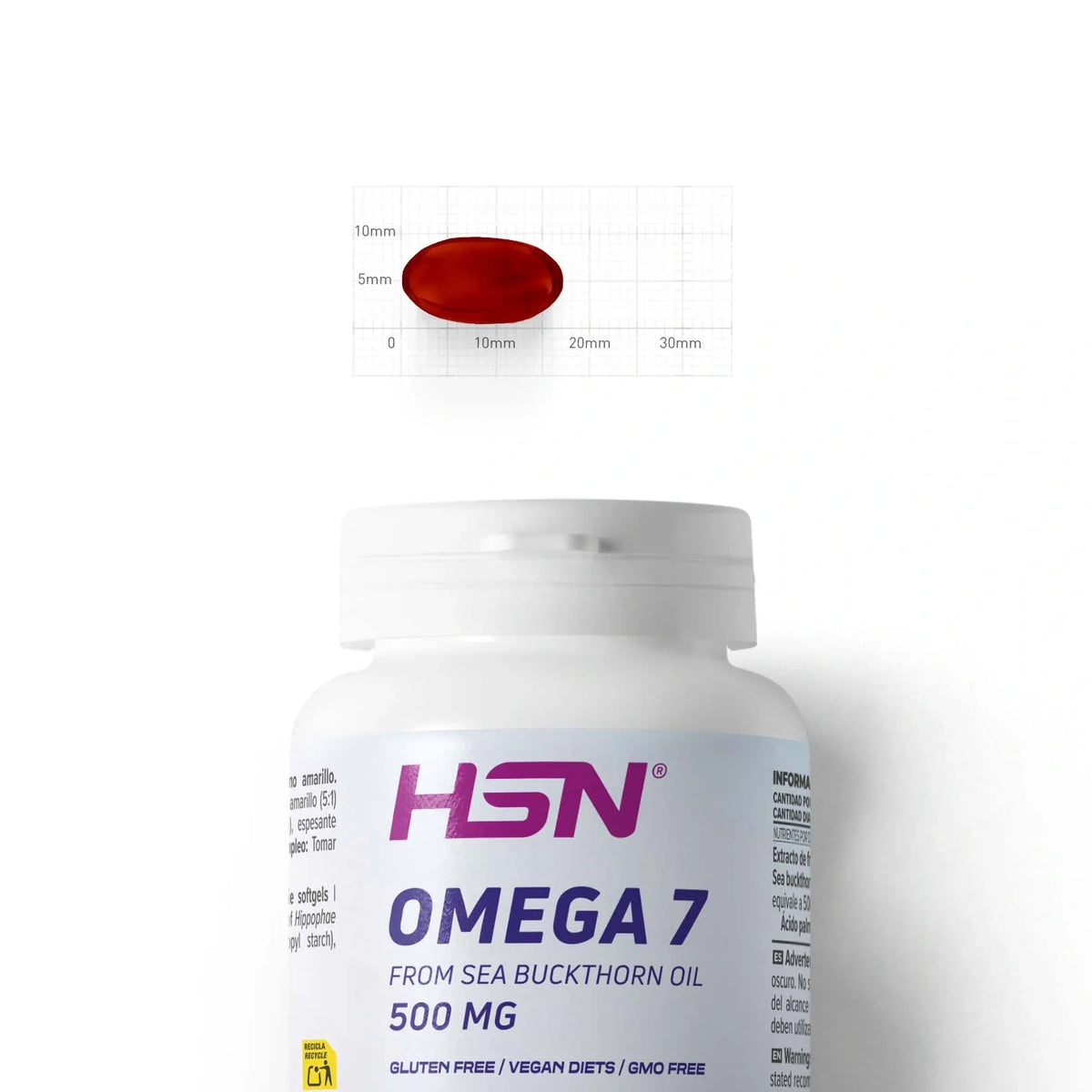 HSN Omega-7 Vegano Aceite de Espino Amarillo 500 mg 120 perlas