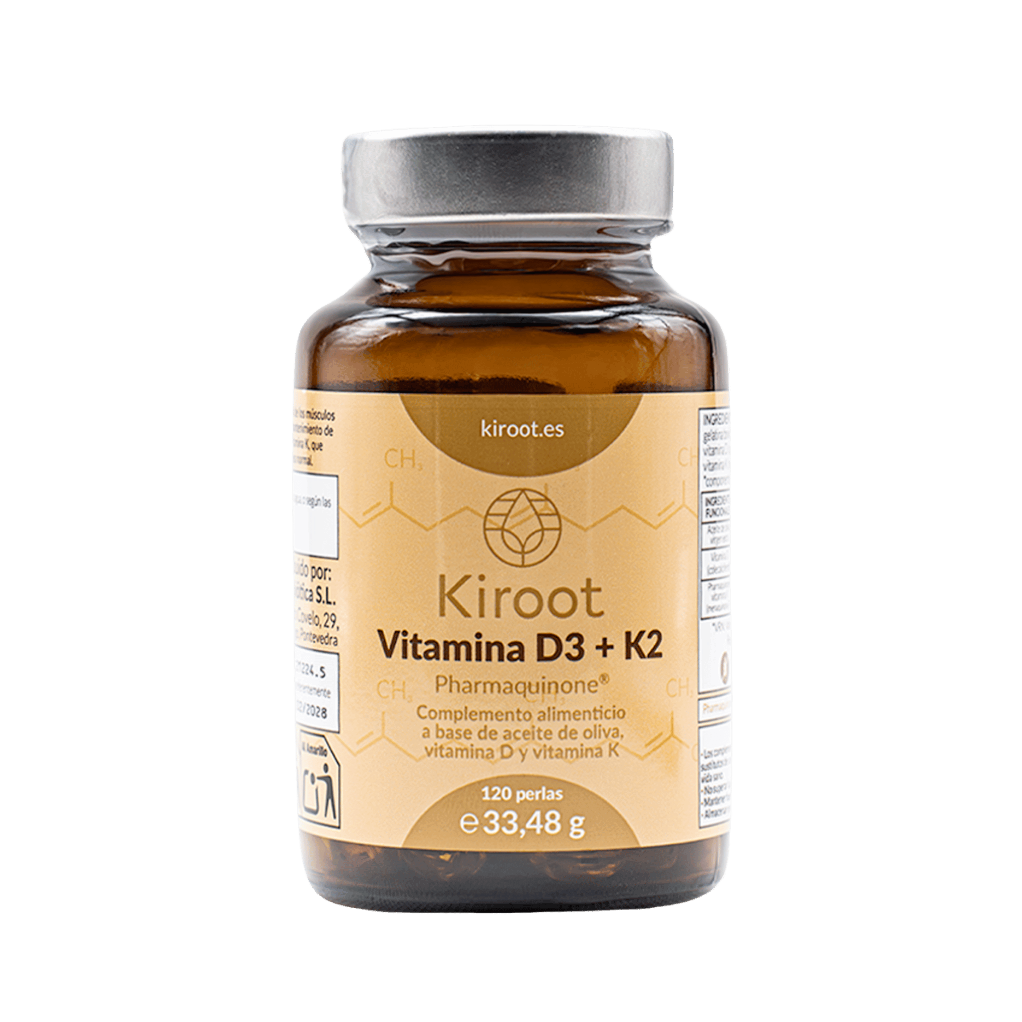 Vitamina D3+K2 120 perlas de Kiroot