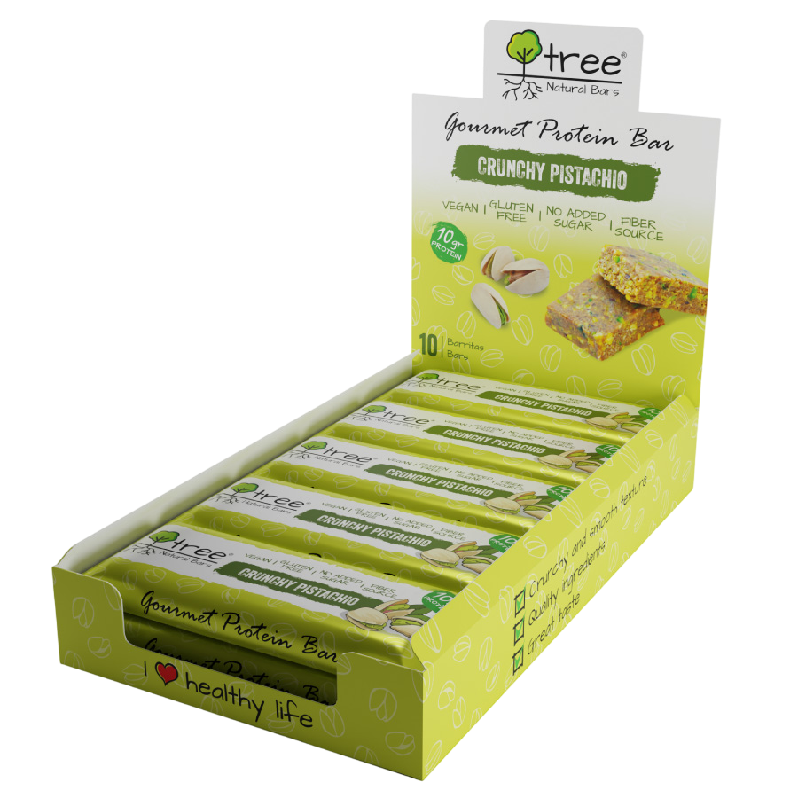 Barrita de proteína Crunchy Pistachio 50 g (Pack x 10) de Tree Natural Bars